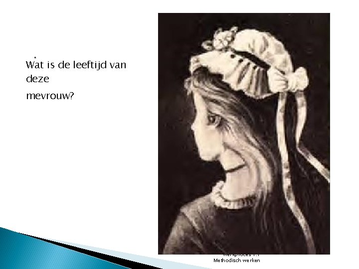 . Wat is de leeftijd van deze mevrouw? Werkproces 1. 1 Methodisch werken 