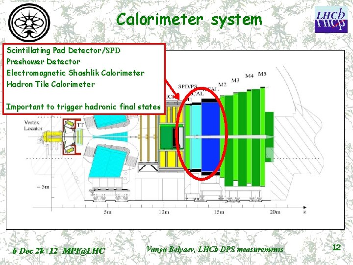 Calorimeter system Scintillating Pad Detector/SPD Preshower Detector Electromagnetic Shashlik Calorimeter Hadron Tile Calorimeter Important