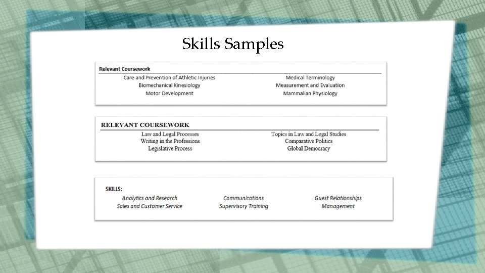 Skills Samples 