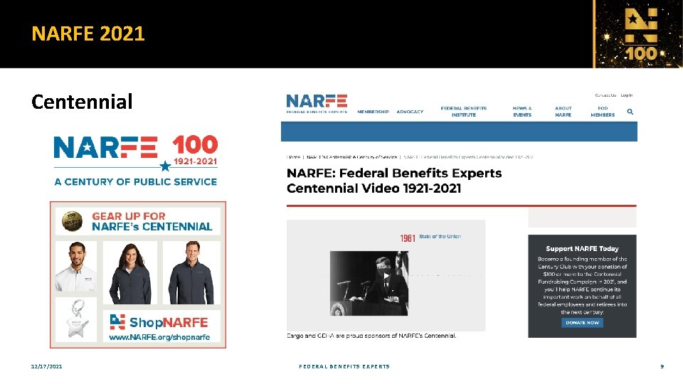 NARFE 2021 Centennial 12/17/2021 FEDERAL BENEFITS EXPERTS 9 
