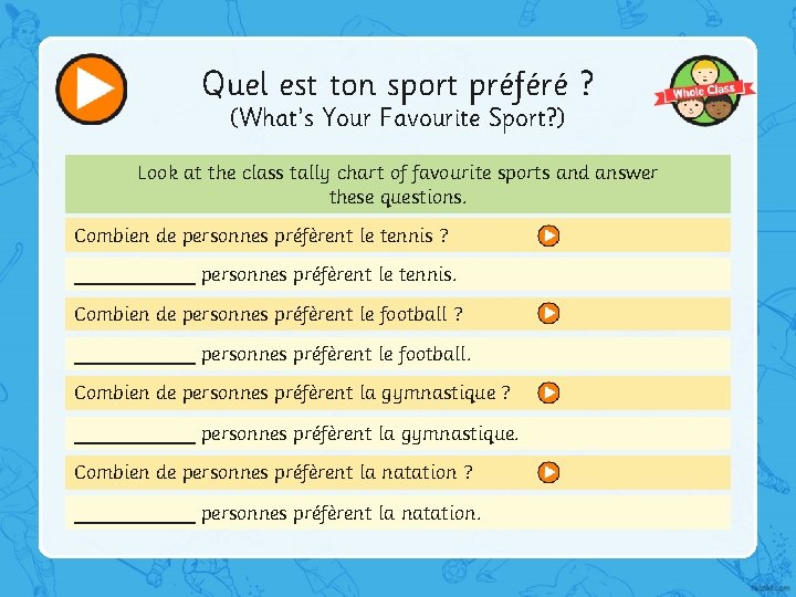 Quel est ton sport préféré ? (What’s Your Favourite Sport? ) Look at the