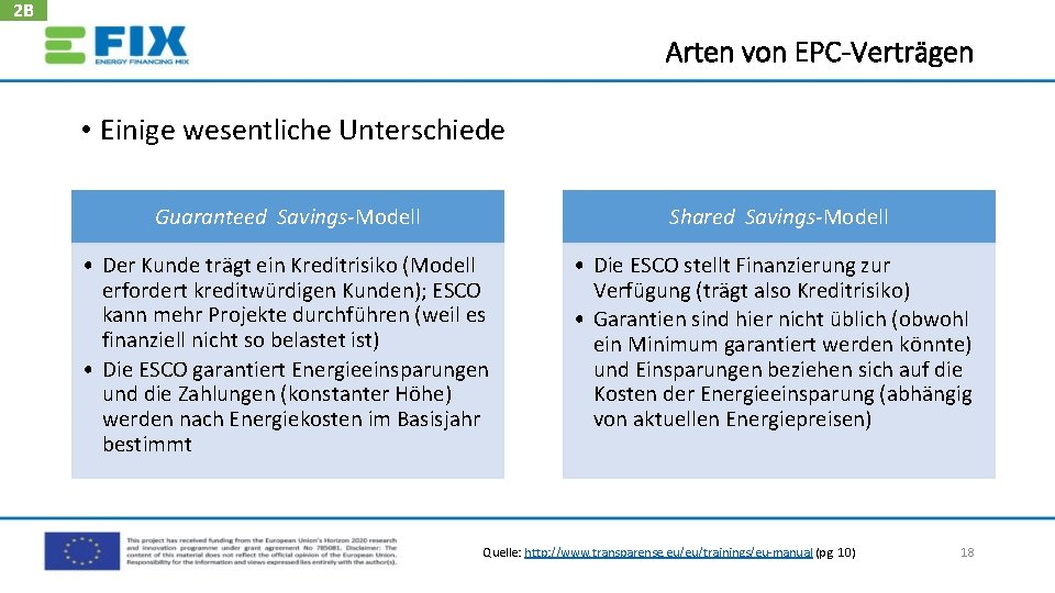 2 B Arten von EPC-Verträgen • Einige wesentliche Unterschiede Guaranteed Savings‐Modell Shared Savings‐Modell •