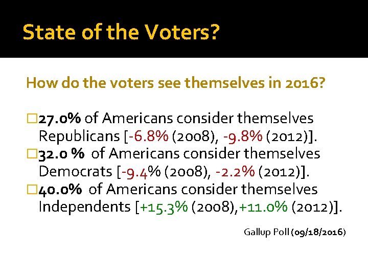 State of the Voters? How do the voters see themselves in 2016? � 27.