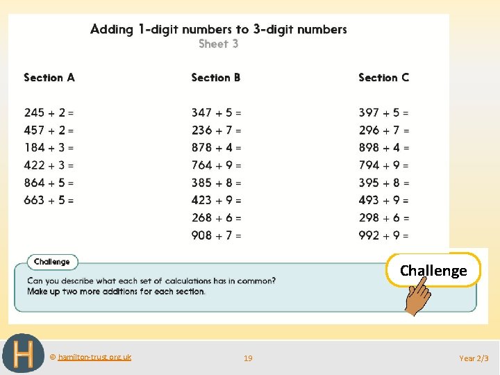 Challenge © hamilton-trust. org. uk 19 Year 2/3 