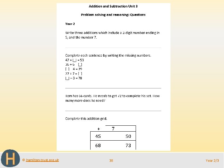 © hamilton-trust. org. uk 38 Year 2/3 