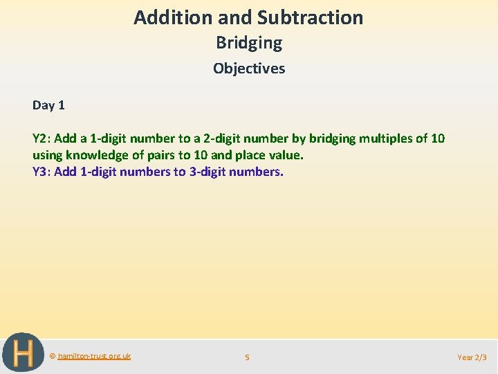 Addition and Subtraction Bridging Objectives Day 1 Y 2: Add a 1 -digit number