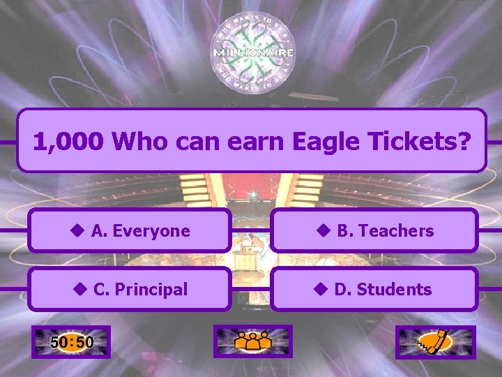 1, 000 Who can earn Eagle Tickets? u A. Everyone u B. Teachers u