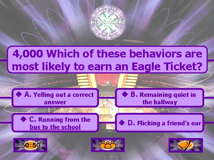 4, 000 Which of these behaviors are most likely to earn an Eagle Ticket?