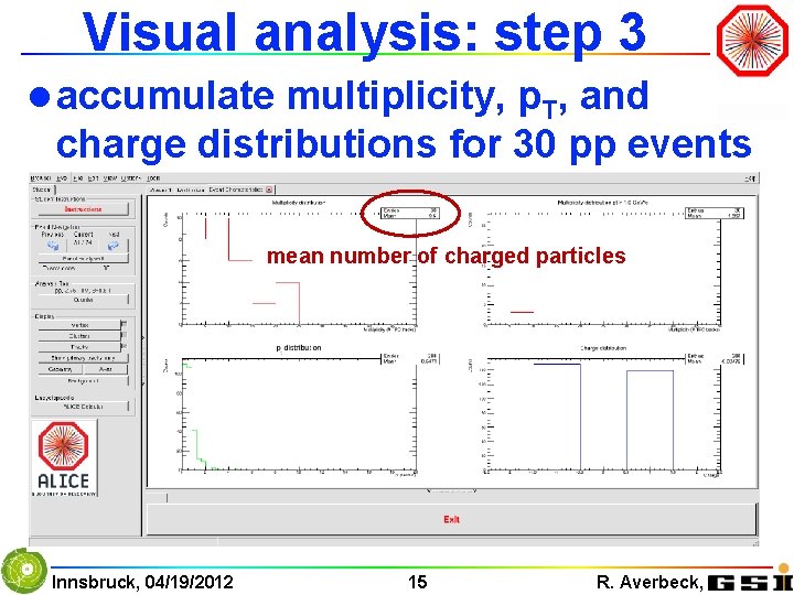 Visual analysis: step 3 l accumulate multiplicity, p. T, and charge distributions for 30
