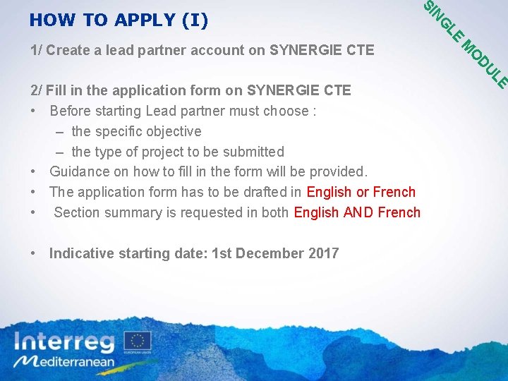 N SI LE O M 1/ Create a lead partner account on SYNERGIE CTE