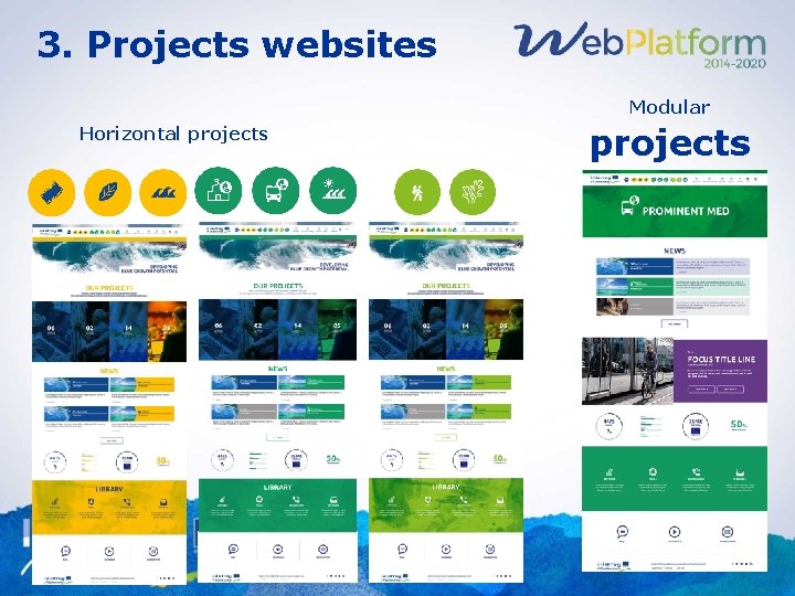 3. Projects websites Modular Horizontal projects 