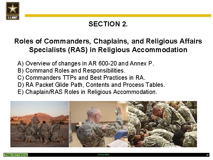 SECTION 2. Roles of Commanders, Chaplains, and Religious Affairs Specialists (RAS) in Religious Accommodation