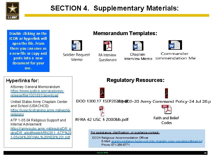 SECTION 4. Supplementary Materials: Double clicking on the ICON or hyperlink will open the