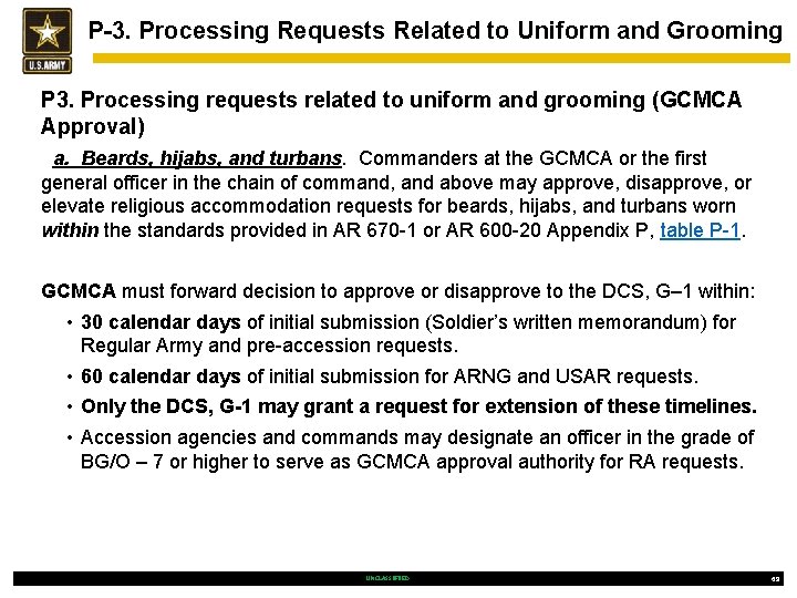 P-3. Processing Requests Related to Uniform and Grooming P 3. Processing requests related to
