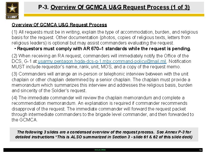 P-3. Overview Of GCMCA U&G Request Process (1 of 3) Overview Of GCMCA U&G
