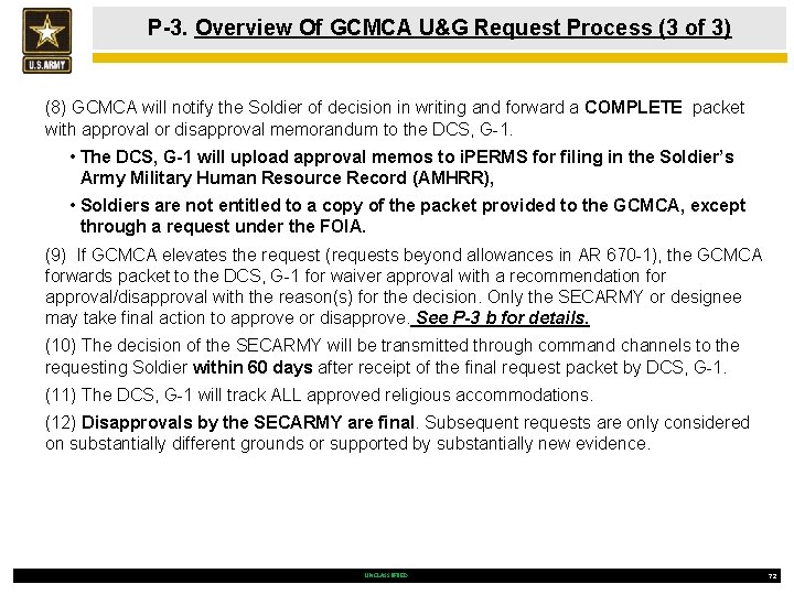 P-3. Overview Of GCMCA U&G Request Process (3 of 3) (8) GCMCA will notify