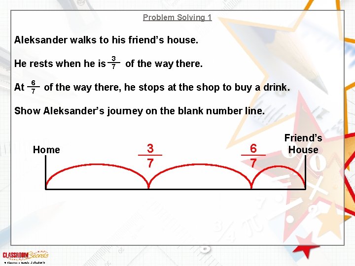 Problem Solving 1 Aleksander walks to his friend’s house. He rests when he is