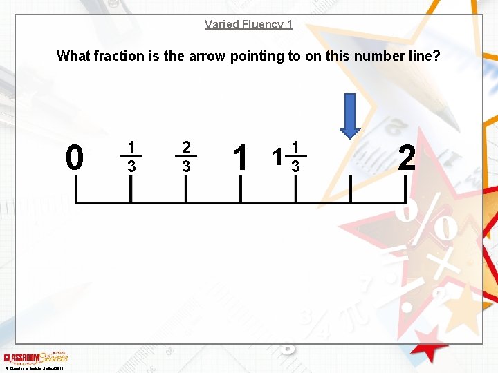 Varied Fluency 1 What fraction is the arrow pointing to on this number line?