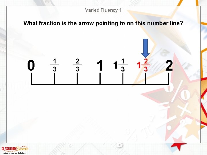 Varied Fluency 1 What fraction is the arrow pointing to on this number line?