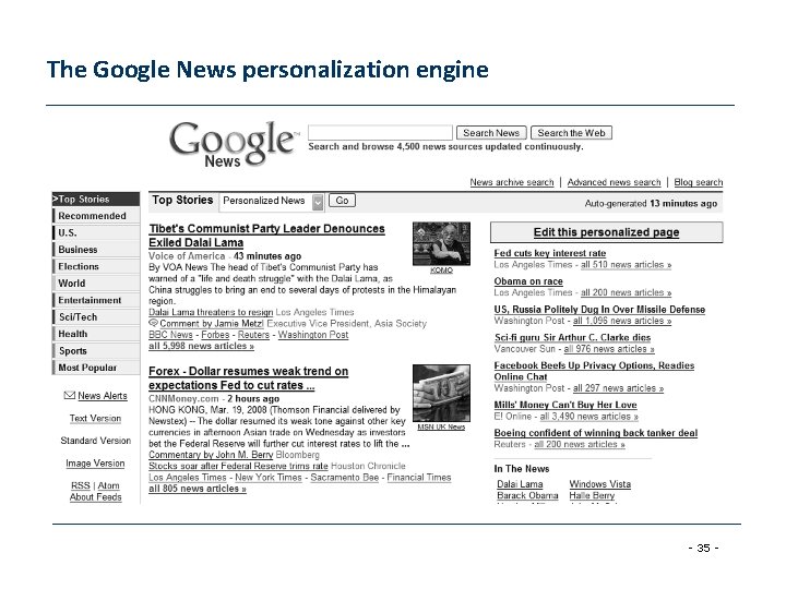 The Google News personalization engine - 35 - 