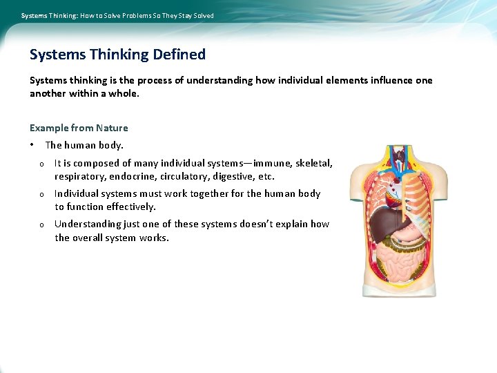 Systems Thinking: How to Solve Problems So They Stay Solved Systems Thinking Defined Systems