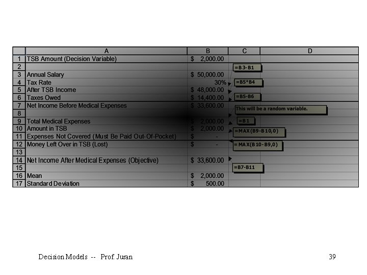 Decision Models -- Prof. Juran 39 