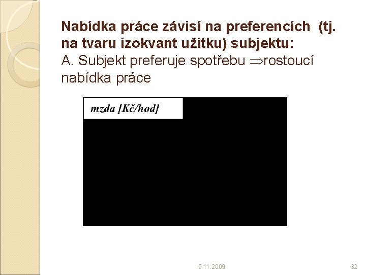 Nabídka práce závisí na preferencích (tj. na tvaru izokvant užitku) subjektu: A. Subjekt preferuje