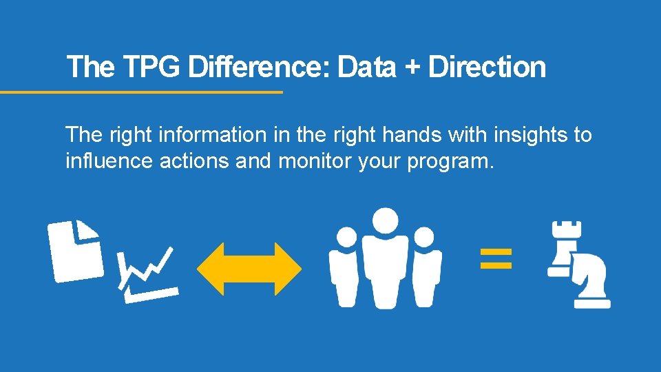 The TPG Difference: Data + Direction The right information in the right hands with