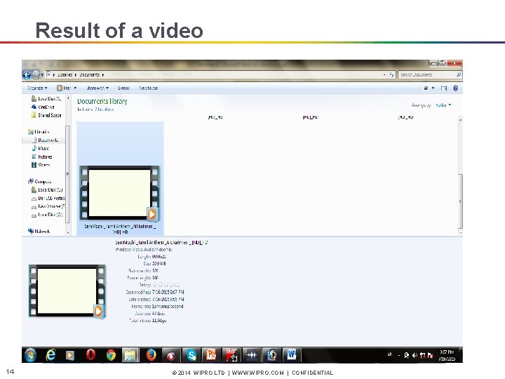 Result of a video 14 © 2014 WIPRO LTD | WWW. WIPRO. COM |