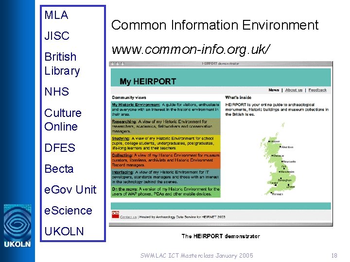 MLA JISC British Library Common Information Environment www. common-info. org. uk/ NHS Culture Online