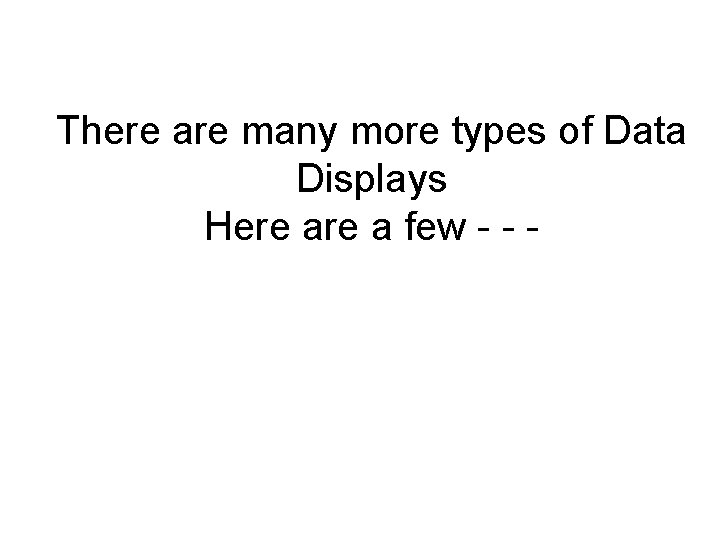 There are many more types of Data Displays Here a few - - -