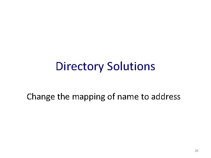 Directory Solutions Change the mapping of name to address 26 