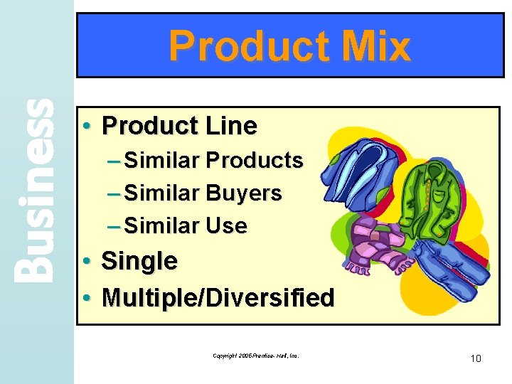 Business Product Mix • Product Line – Similar Products – Similar Buyers – Similar