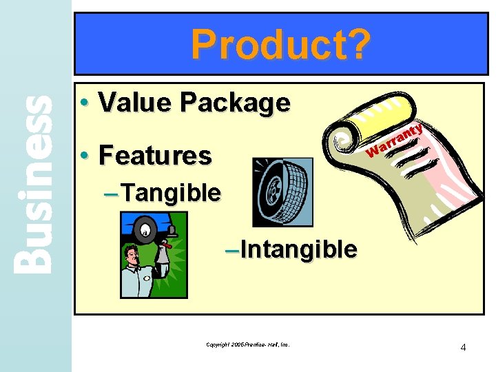 Business Product? • Value Package y t an rr a W • Features –