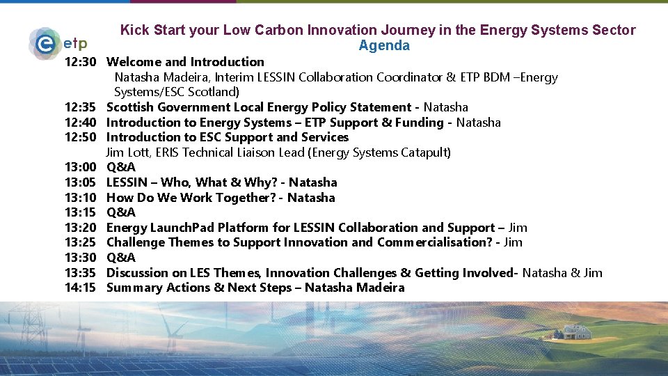 Kick Start your Low Carbon Innovation Journey in the Energy Systems Sector Agenda 12: