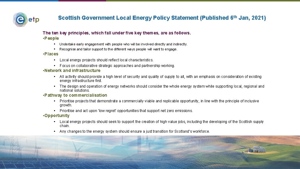 Scottish Government Local Energy Policy Statement (Published 6 th Jan, 2021) The ten key