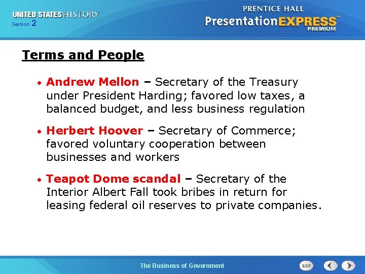 225 Section Chapter Section 1 Terms and People • Andrew Mellon – Secretary of