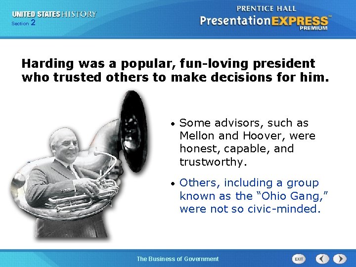 225 Section Chapter Section 1 Harding was a popular, fun-loving president who trusted others