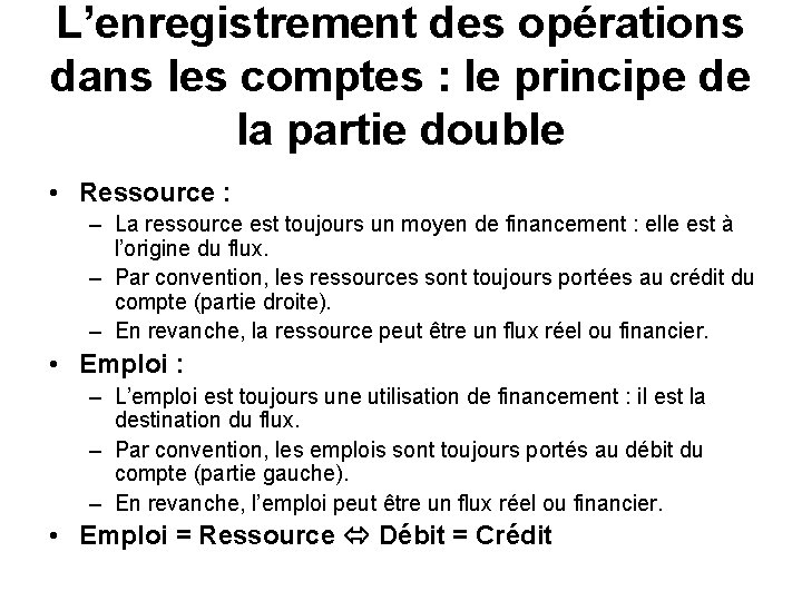 L’enregistrement des opérations dans les comptes : le principe de la partie double •
