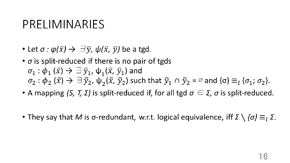 PRELIMINARIES • 16 