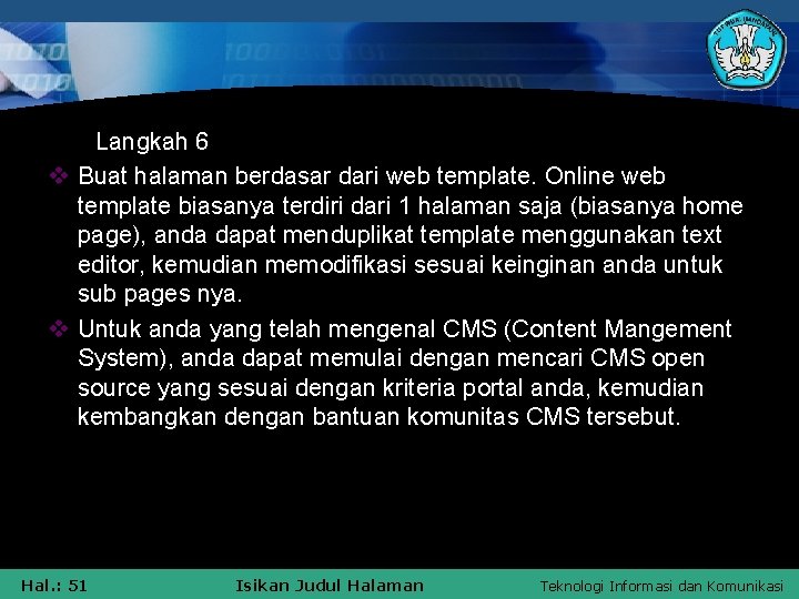 Langkah 6 v Buat halaman berdasar dari web template. Online web template biasanya terdiri