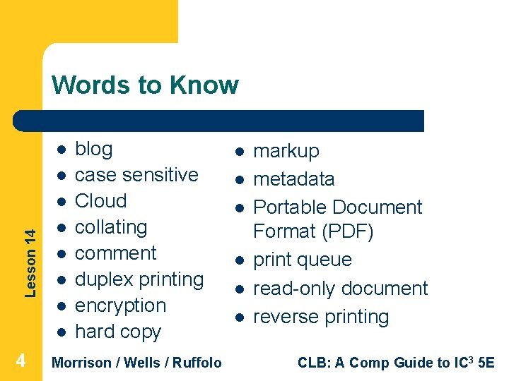 Words to Know l l Lesson 14 l l l 4 blog case sensitive