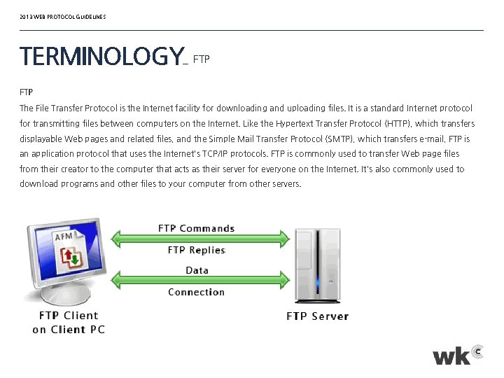 2013 WEB PROTOCOL GUIDELINES TERMINOLOGY_ FTP The File Transfer Protocol is the Internet facility