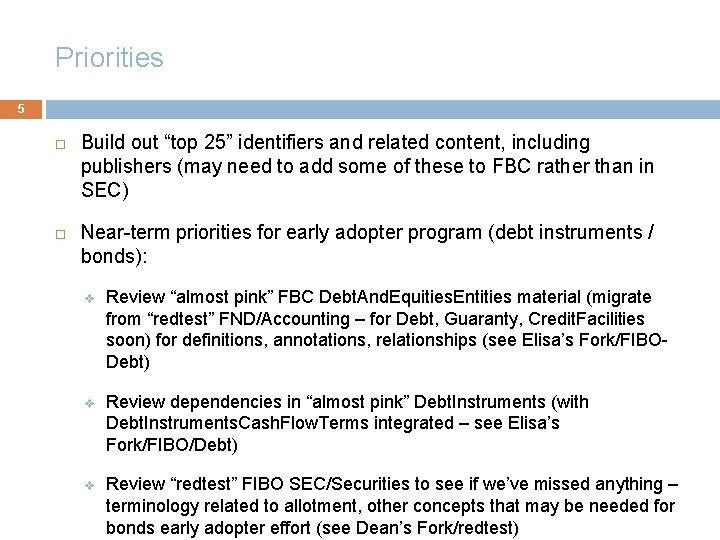 Priorities 5 Build out “top 25” identifiers and related content, including publishers (may need