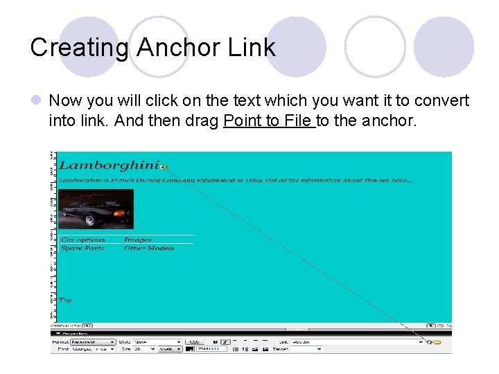 Creating Anchor Link l Now you will click on the text which you want