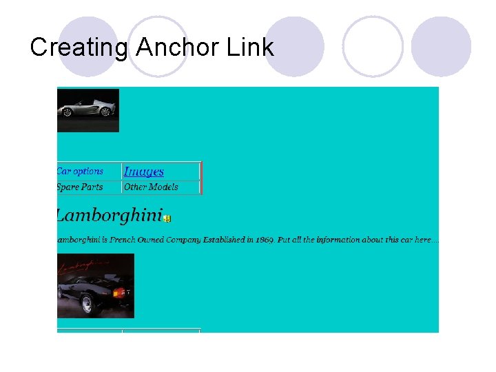 Creating Anchor Link 