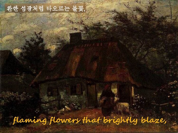 환한 섬광처럼 타오르는 불꽃, flaming flowers that brightly blaze, 