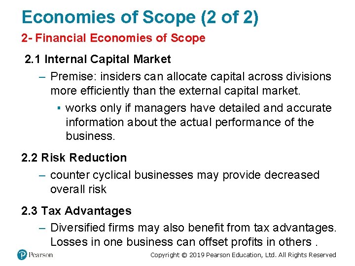 Economies of Scope (2 of 2) 2 - Financial Economies of Scope 2. 1