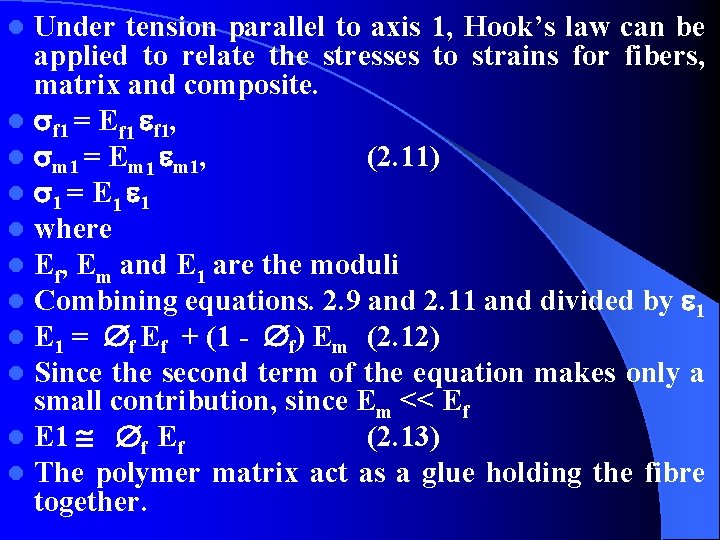 Under tension parallel to axis 1, Hook’s law can be applied to relate the