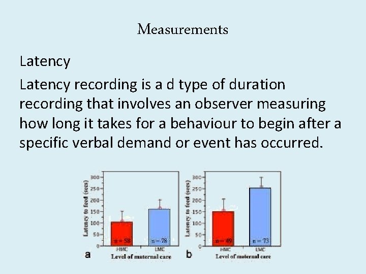 Measurements Latency recording is a d type of duration recording that involves an observer